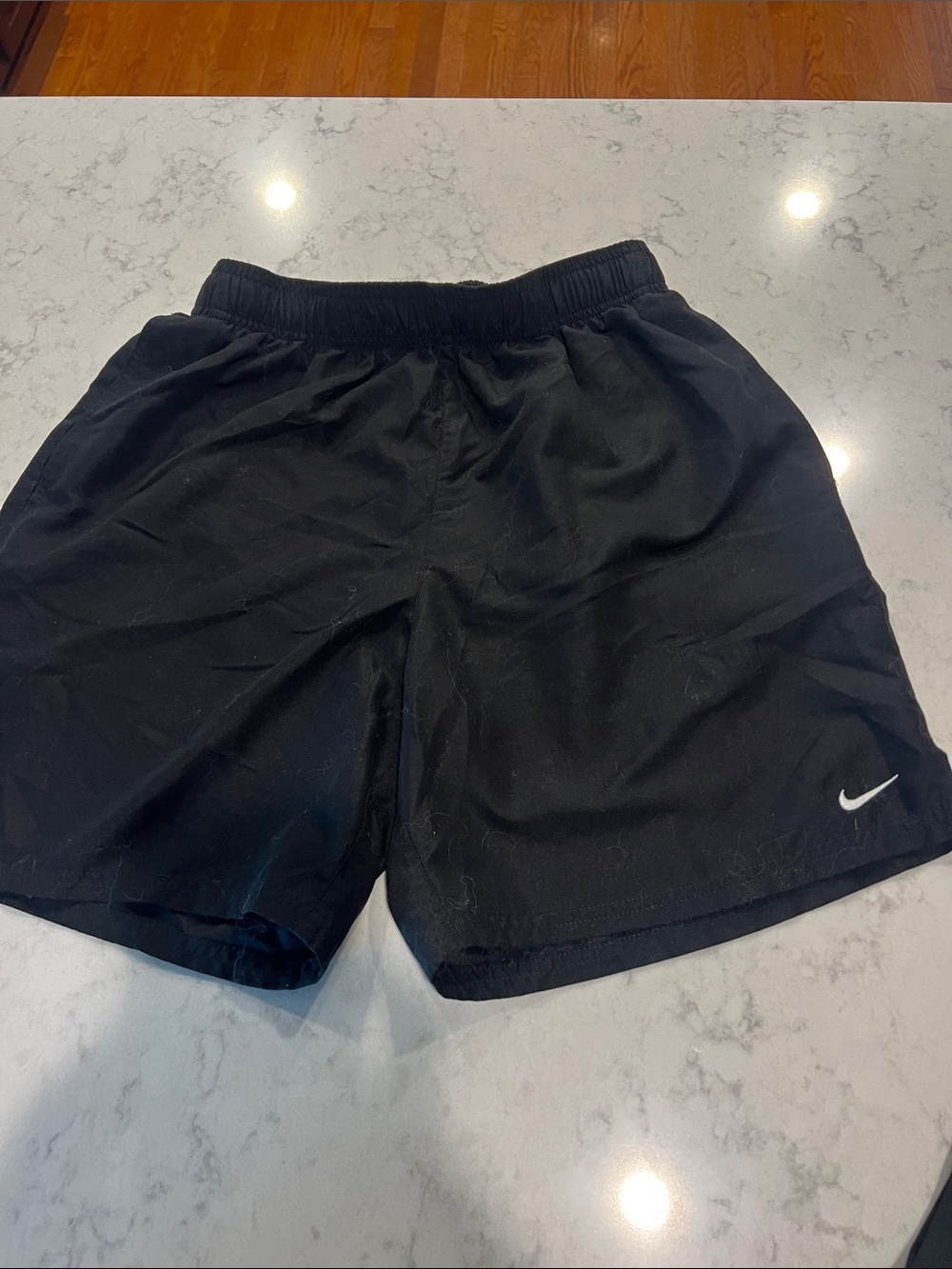 Nike Black Swim Trunks with White Swoosh